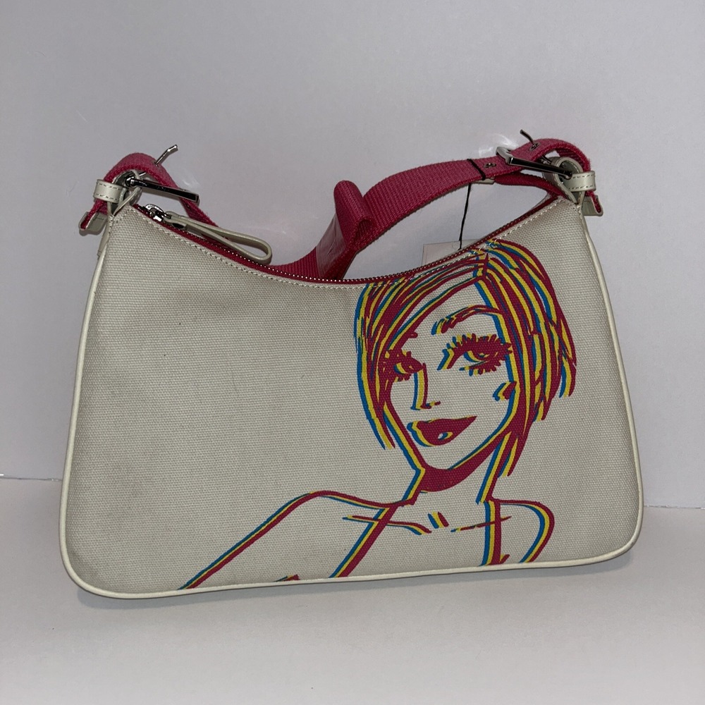 Jordi Labanda Canvas Shoulder Bag Multi Color Pop Art Graphic Small